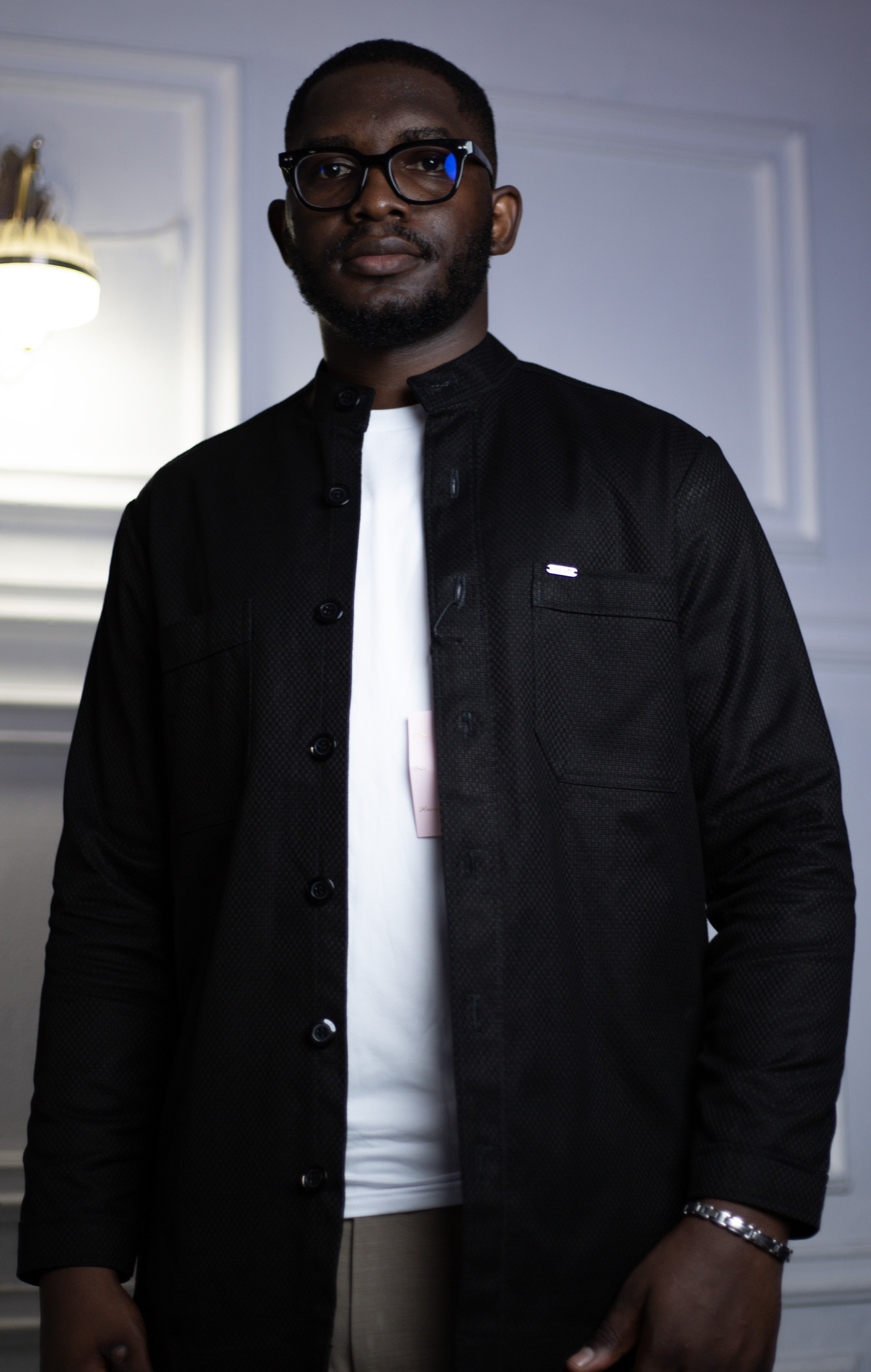 Veste surchemise homme noire texturée col officier – HERMYS