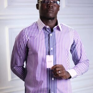 Chemise homme à rayures violettes et blanches – HERMYS