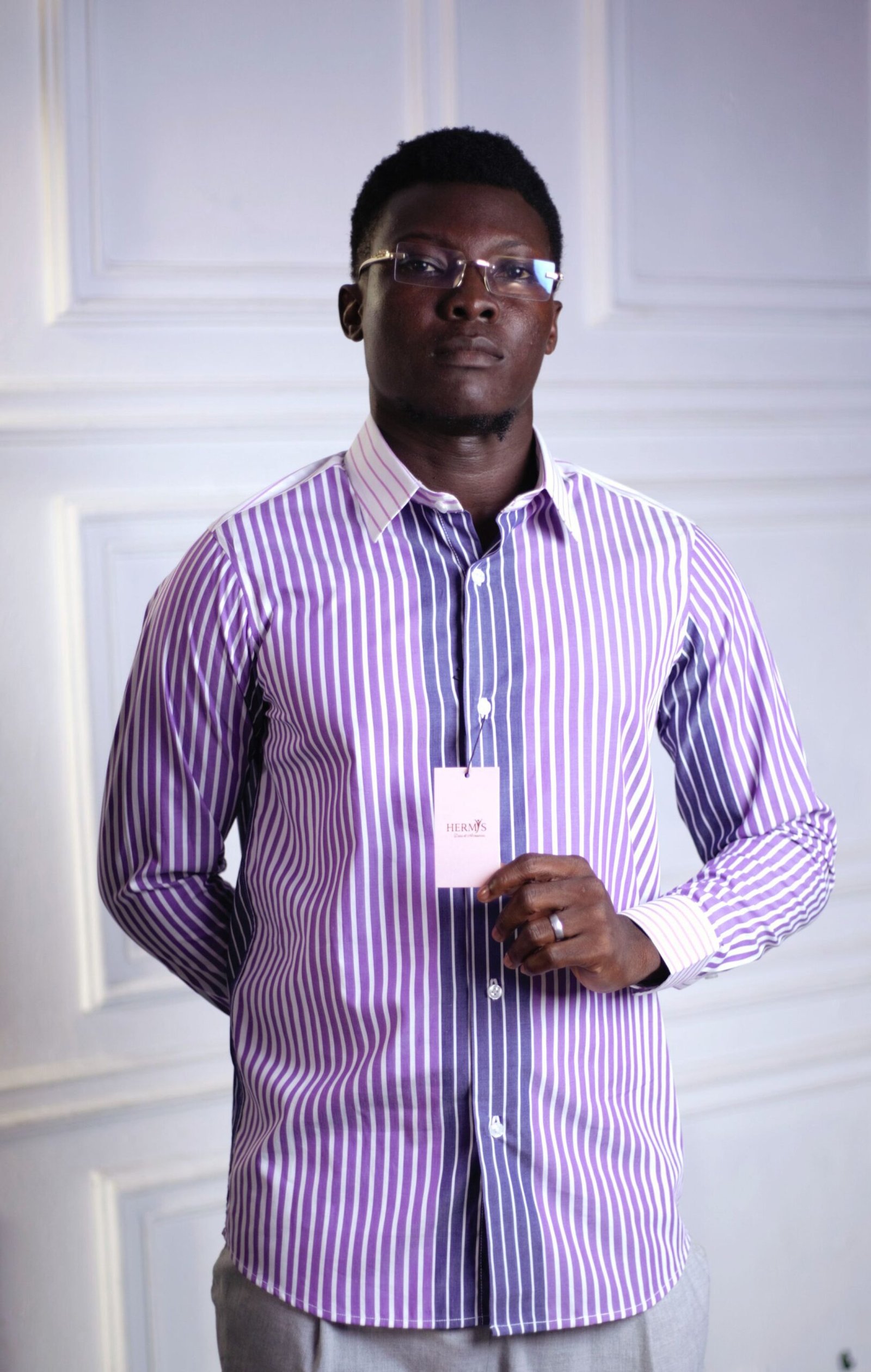 Chemise homme à rayures violettes et blanches – HERMYS